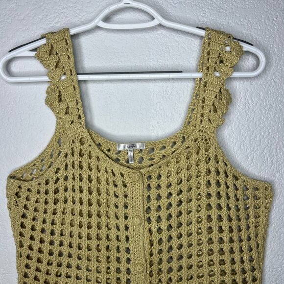 Metro 7 Vintage Gold Reflective Crochet Tank Women’s Cardigan Top 90’s Sz XL - Picture 4 of 10